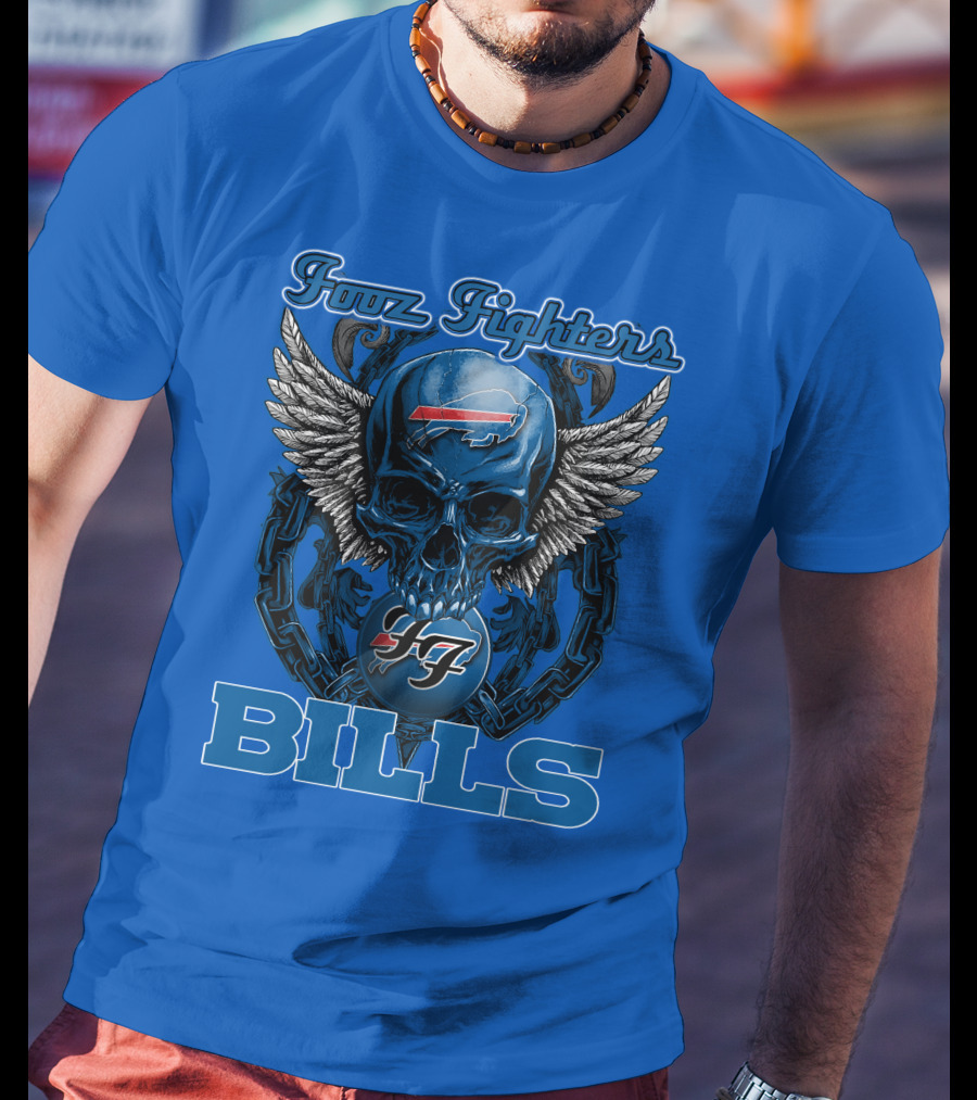 Foo Fighters Buffalo Bills Winged Skull T-Shirt