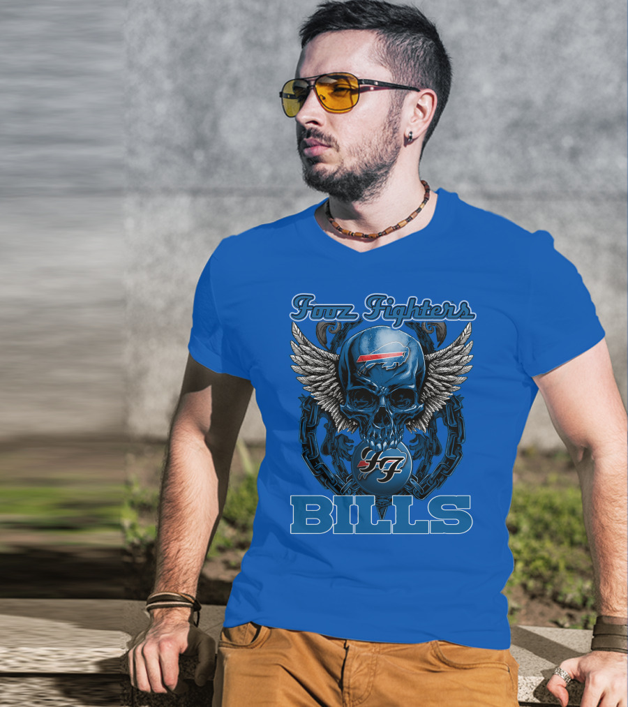 Foo Fighters Buffalo Bills Winged Skull T-Shirt
