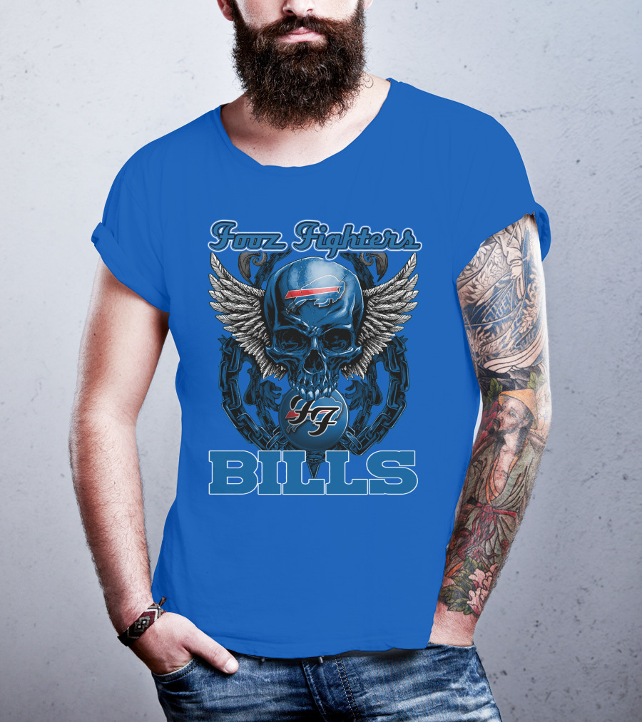 Foo Fighters Buffalo Bills Winged Skull T-Shirt