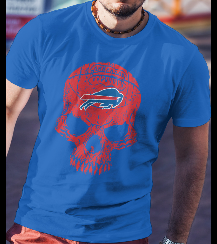 Buffalo Bills Skull Logo Football T-Shirt