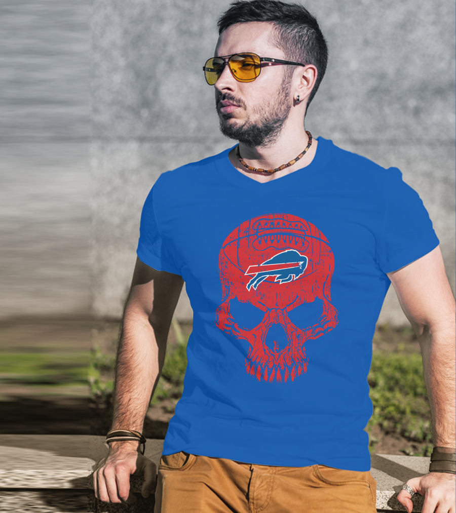 Buffalo Bills Skull Logo Football T-Shirt