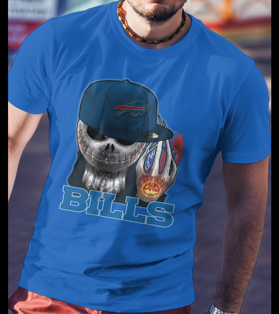 Jackskull Buffalo Bills NFL Skeleton Pumpkin Halloween T-Shirt