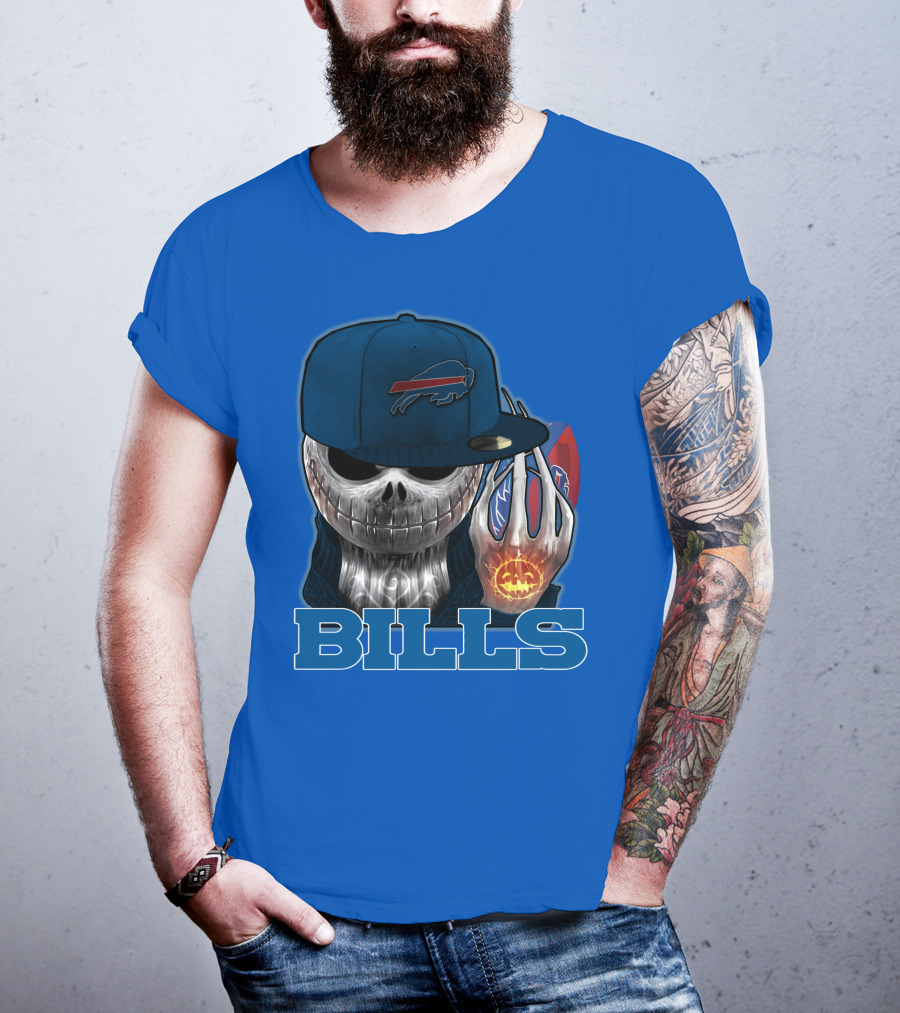 Jackskull Buffalo Bills NFL Skeleton Pumpkin Halloween T-Shirt