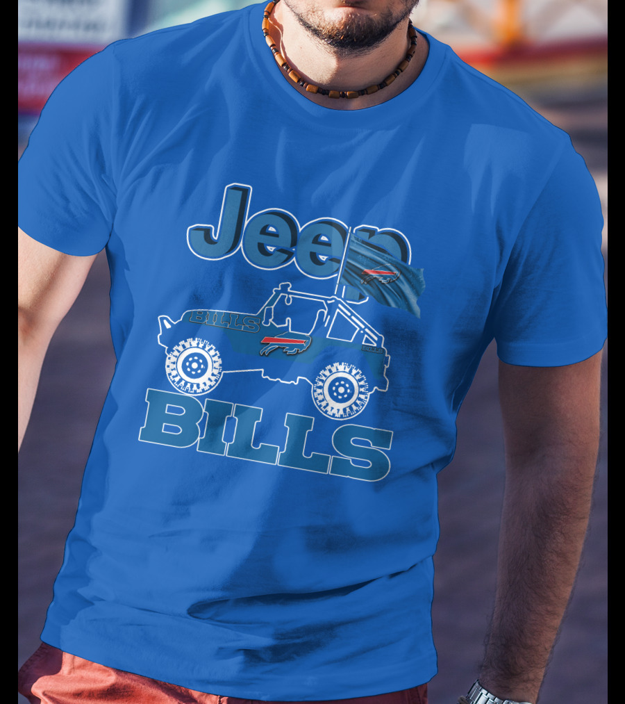 Jeep Bills Buffalo Logo Design With Flag T-Shirt