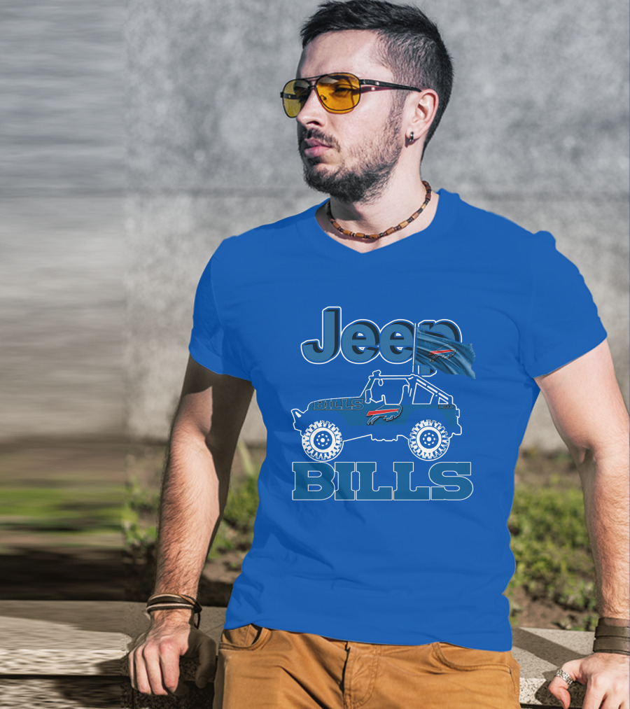 Jeep Bills Buffalo Logo Design With Flag T-Shirt