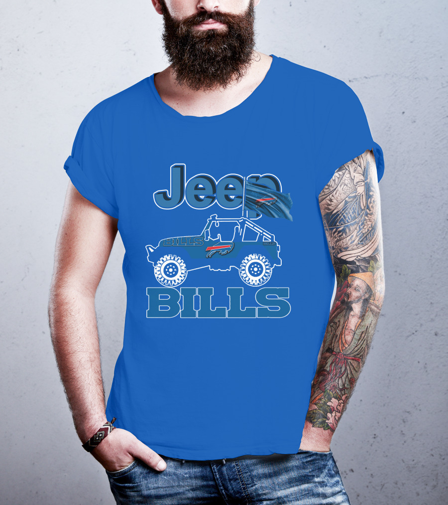 Jeep Bills Buffalo Logo Design With Flag T-Shirt