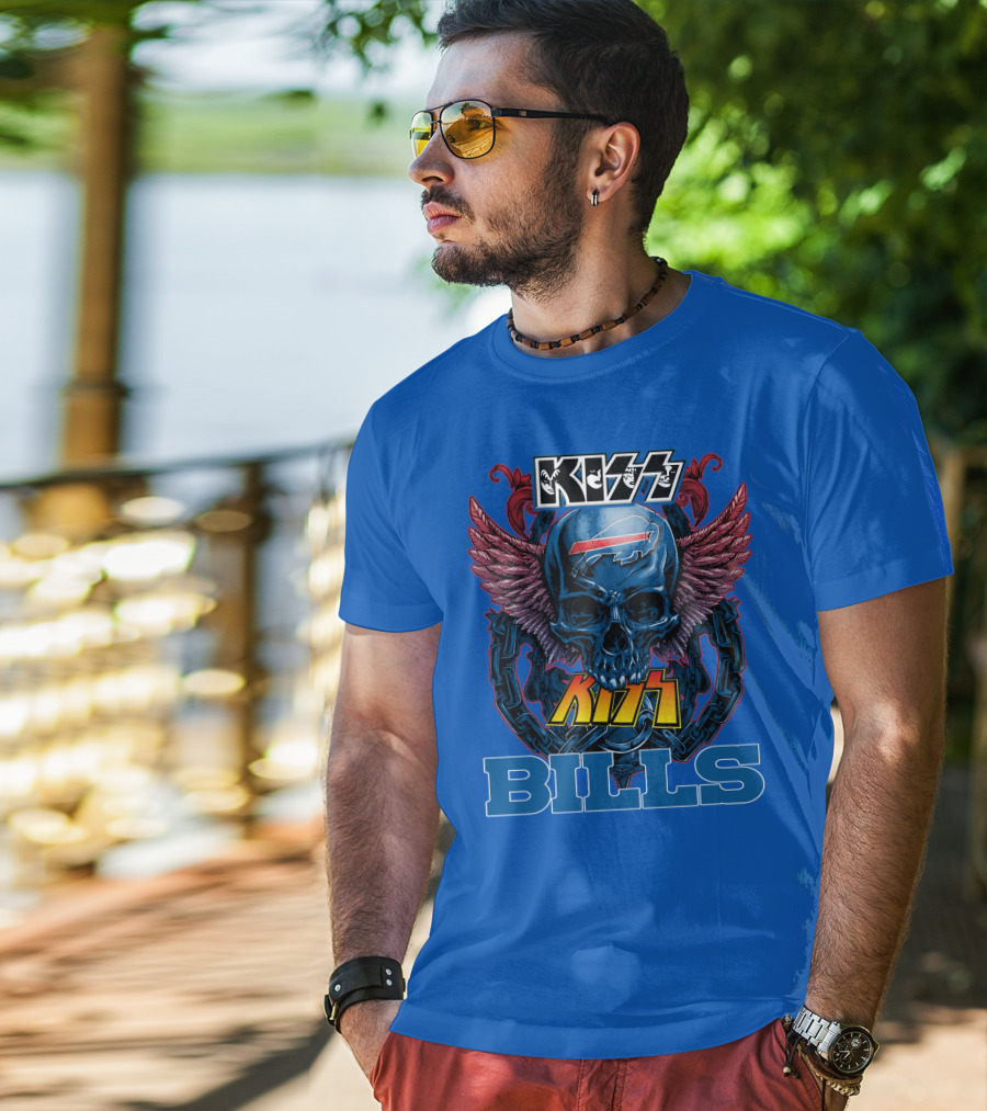 Kiss Bills Buffalo Bills Skull Winged T-Shirt