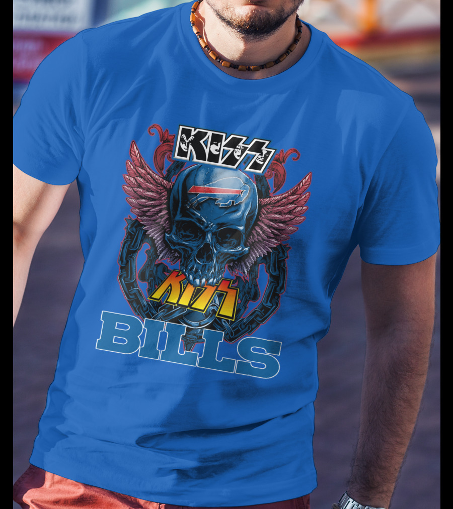 Kiss Bills Buffalo Bills Skull Winged T-Shirt