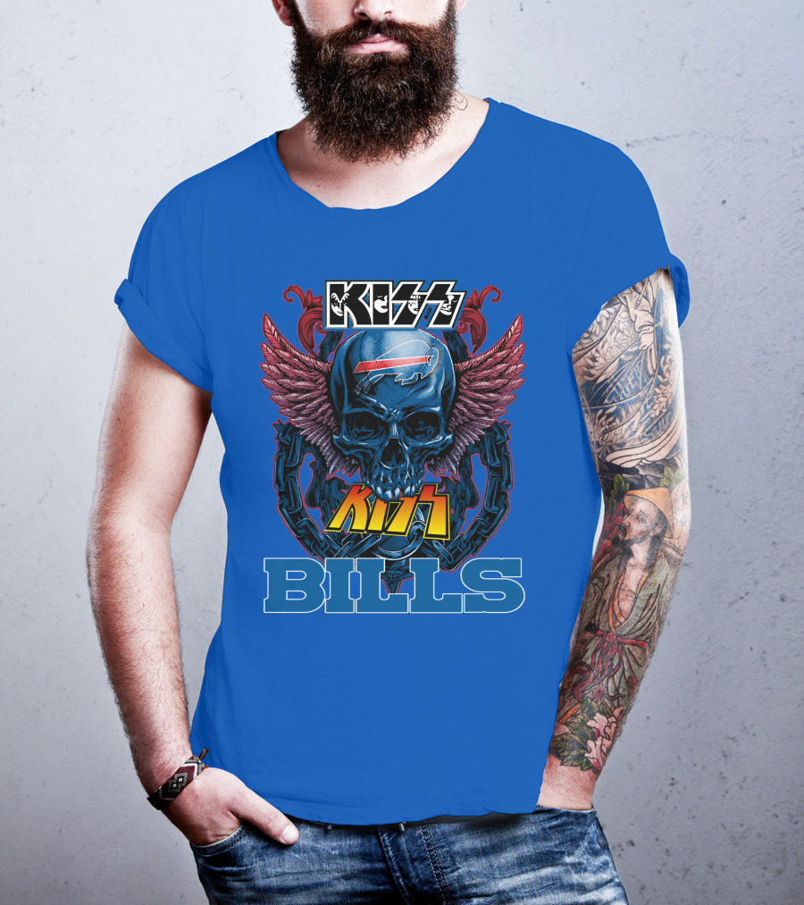 Kiss Bills Buffalo Bills Skull Winged T-Shirt