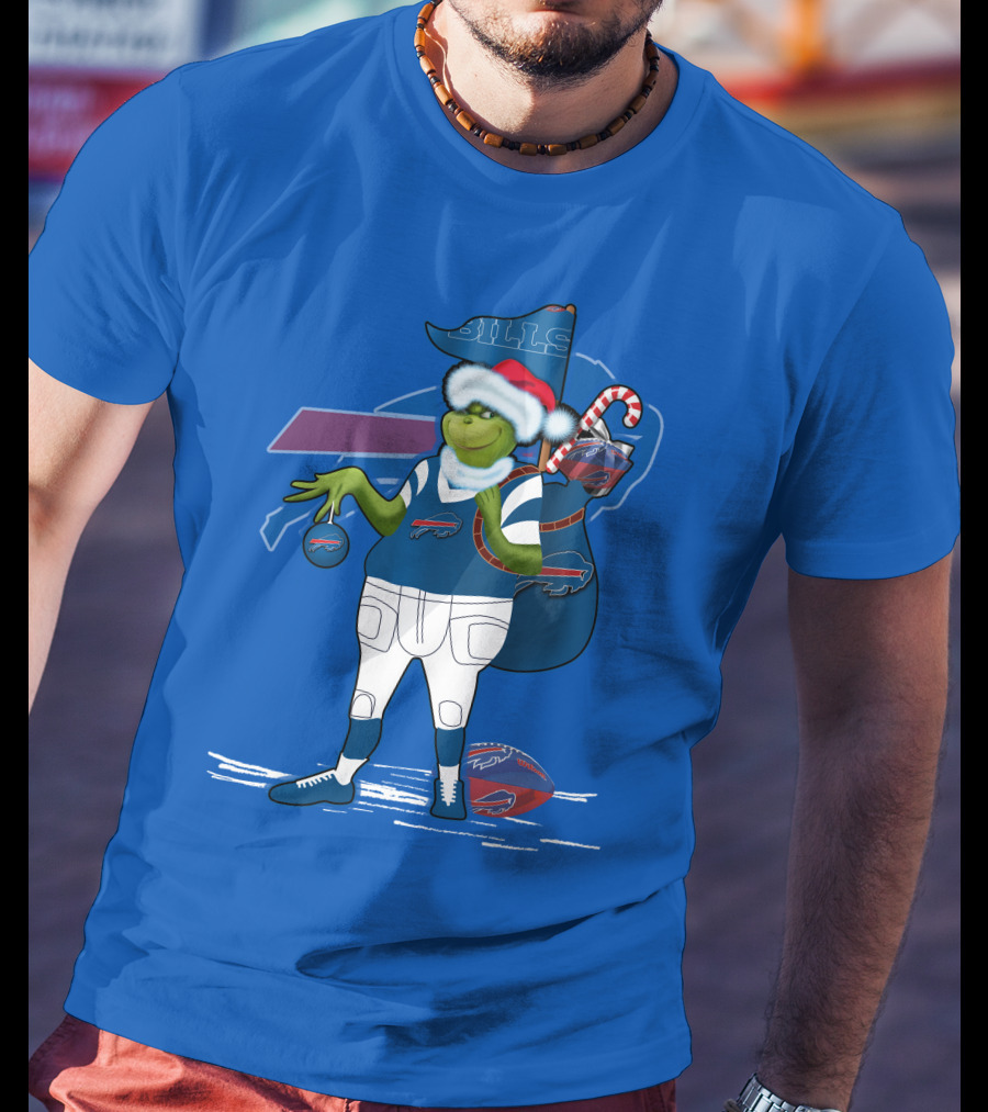 Grinchxmas Buffalo Bills Christmas Santa Football T-Shirt