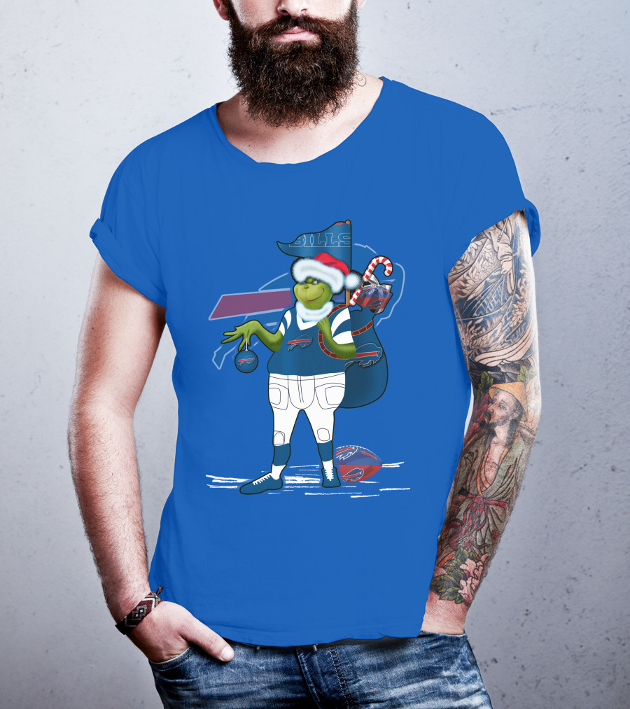 Grinchxmas Buffalo Bills Christmas Santa Football T-Shirt