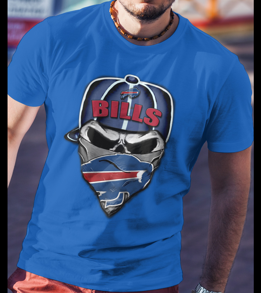 Buffalo Bills Skull Bandana Nfl Fan Skullcap T-Shirt