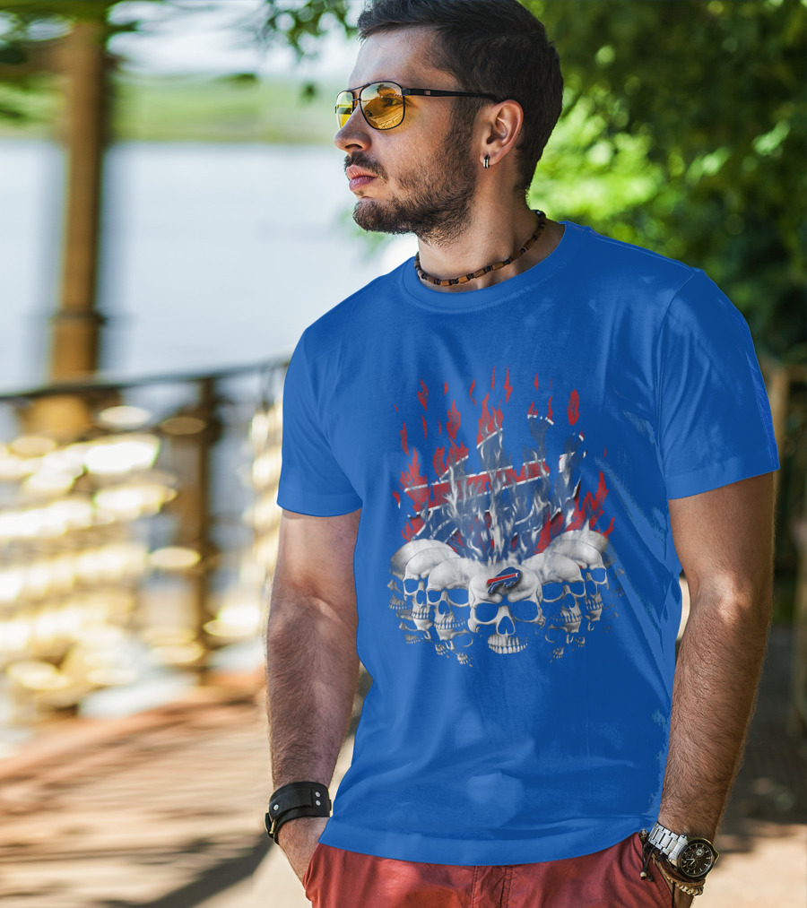 Buffalo Bills Skull Flames 43 Nfl Team T-Shirt