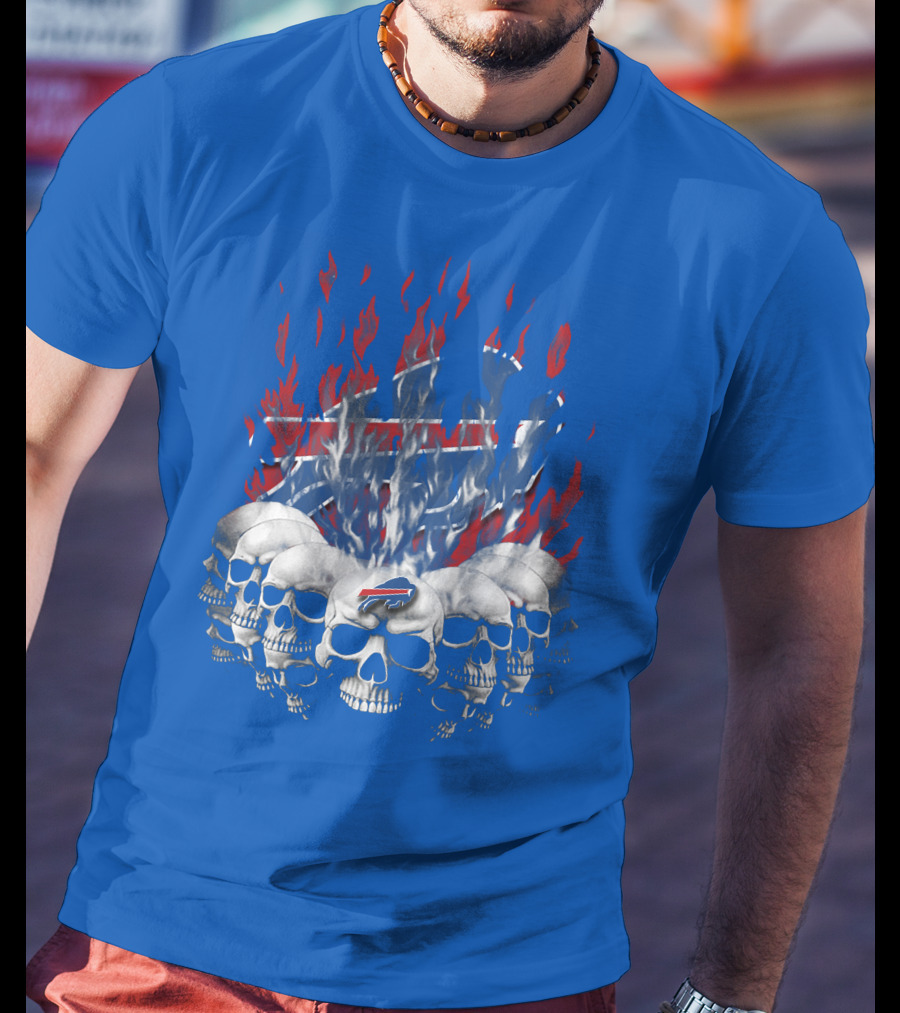 Buffalo Bills Skull Flames 43 Nfl Team T-Shirt