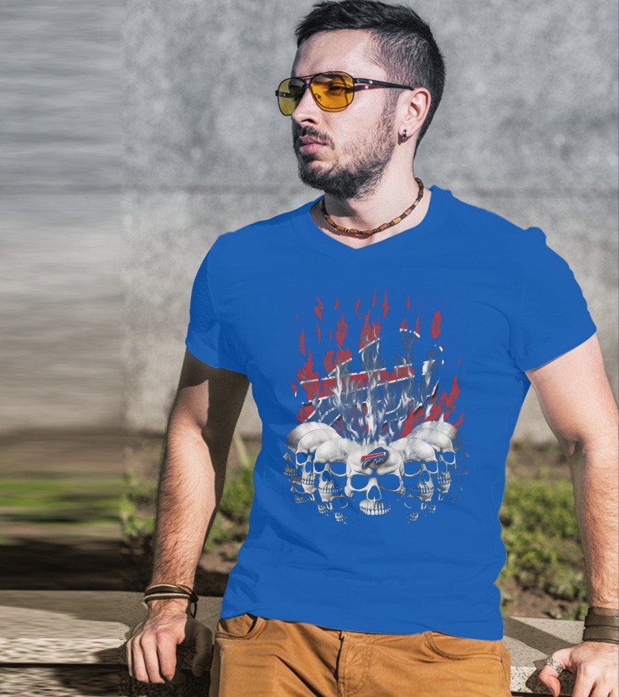 Buffalo Bills Skull Flames 43 Nfl Team T-Shirt
