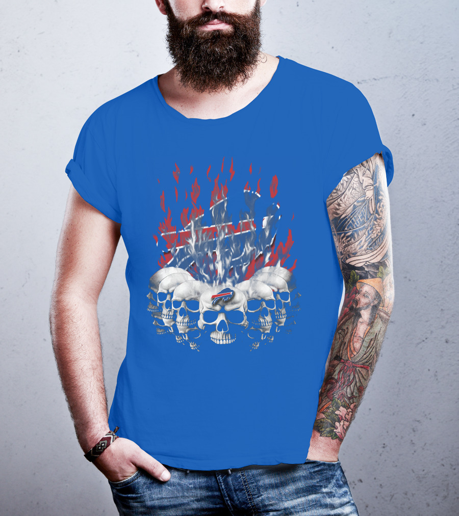 Buffalo Bills Skull Flames 43 Nfl Team T-Shirt