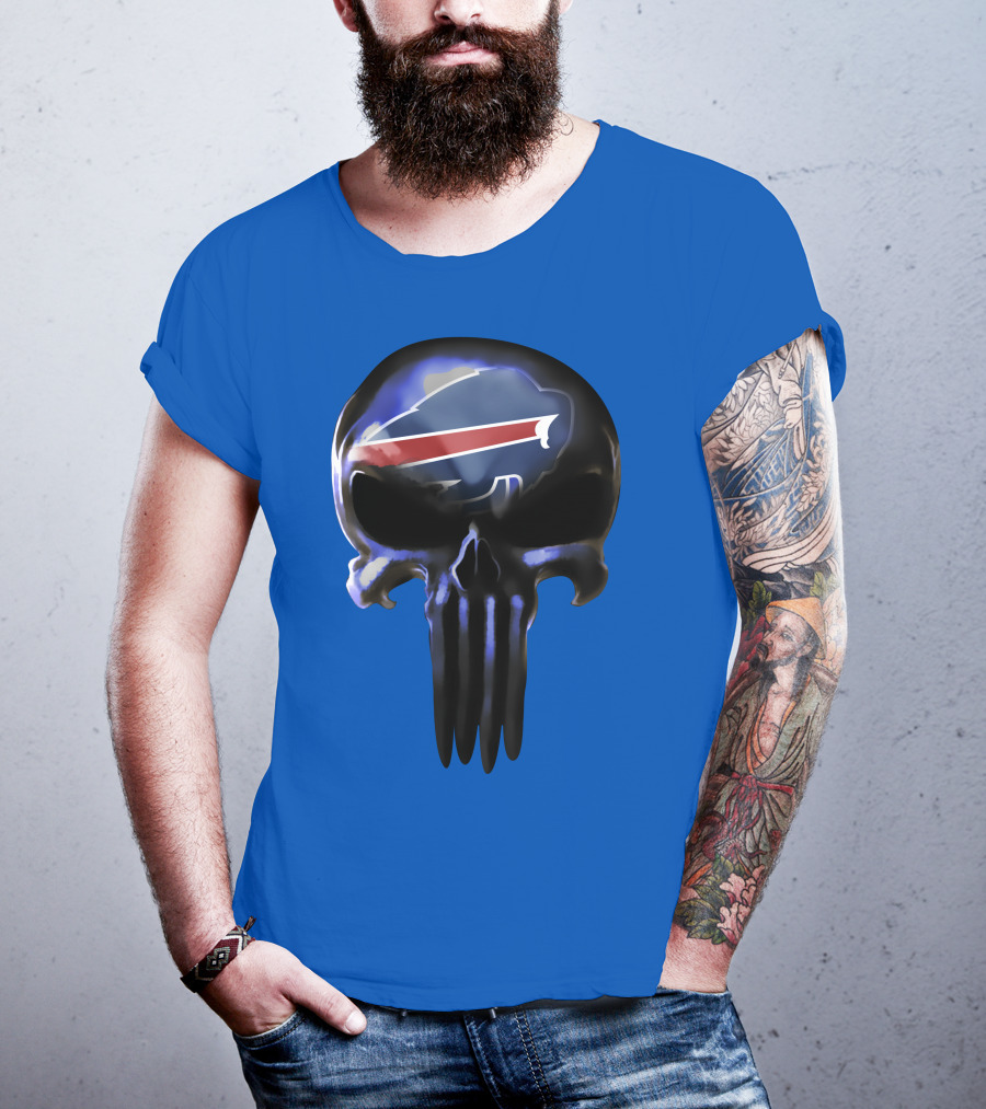 Buffalo Bills Nfl Skull Logo 49 Blue T-Shirt