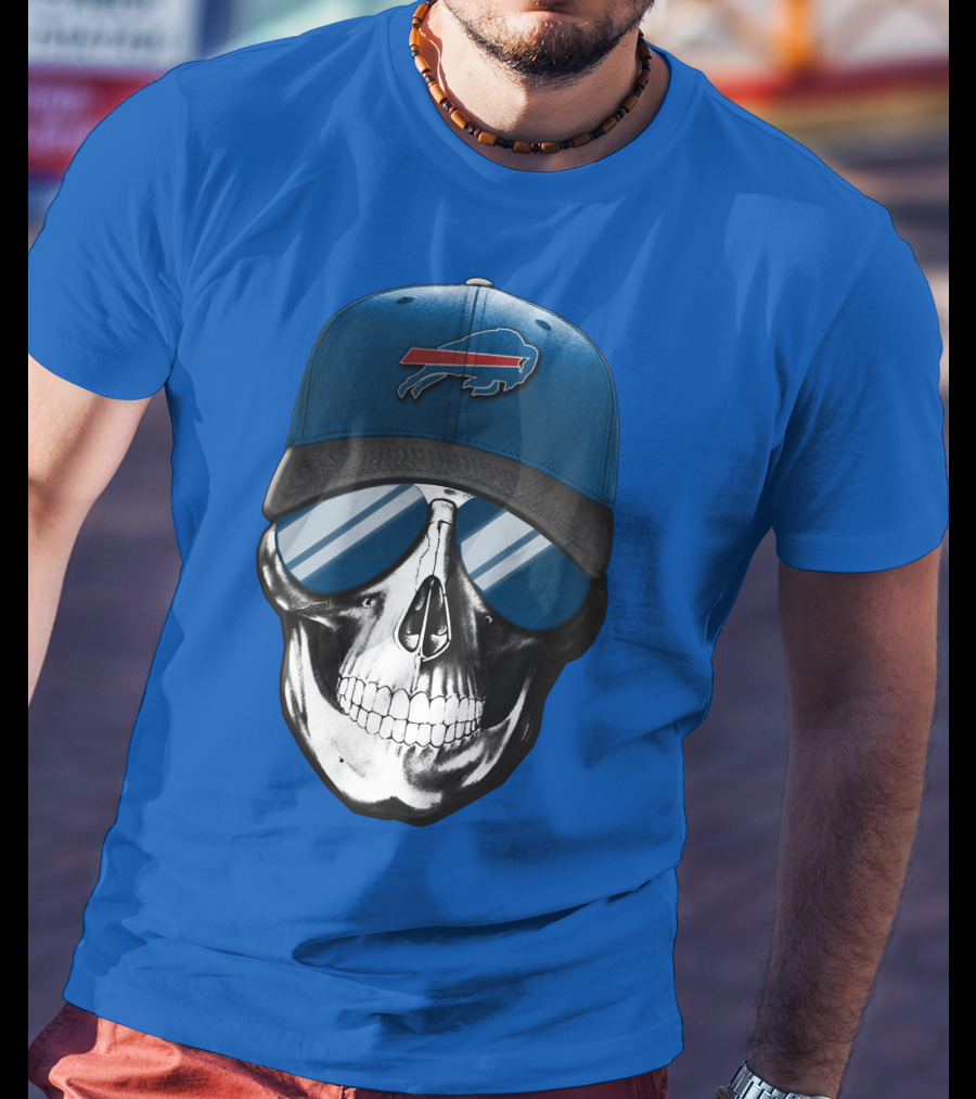 Skull Buffalo Bills Cap Mirror Sunglasses T-Shirt