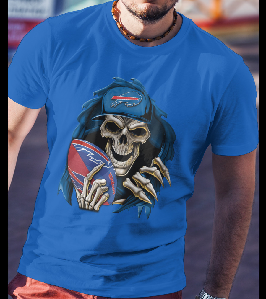 Buffalo Bills Skullbong Skeleton Football T-Shirt