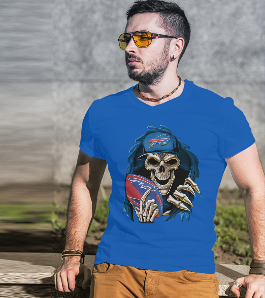 Buffalo Bills Skullbong Skeleton Football T-Shirt