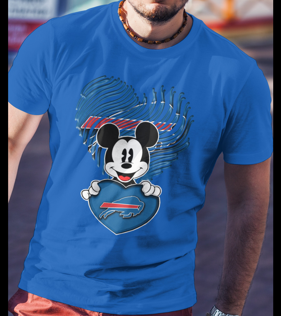 Mick Mouse With Buffalo Bills Heart Logo Fan T-Shirt