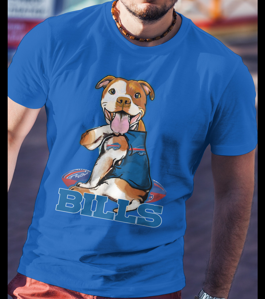Buffalo Bills Pitbull With Footballs And Team T-Shirt