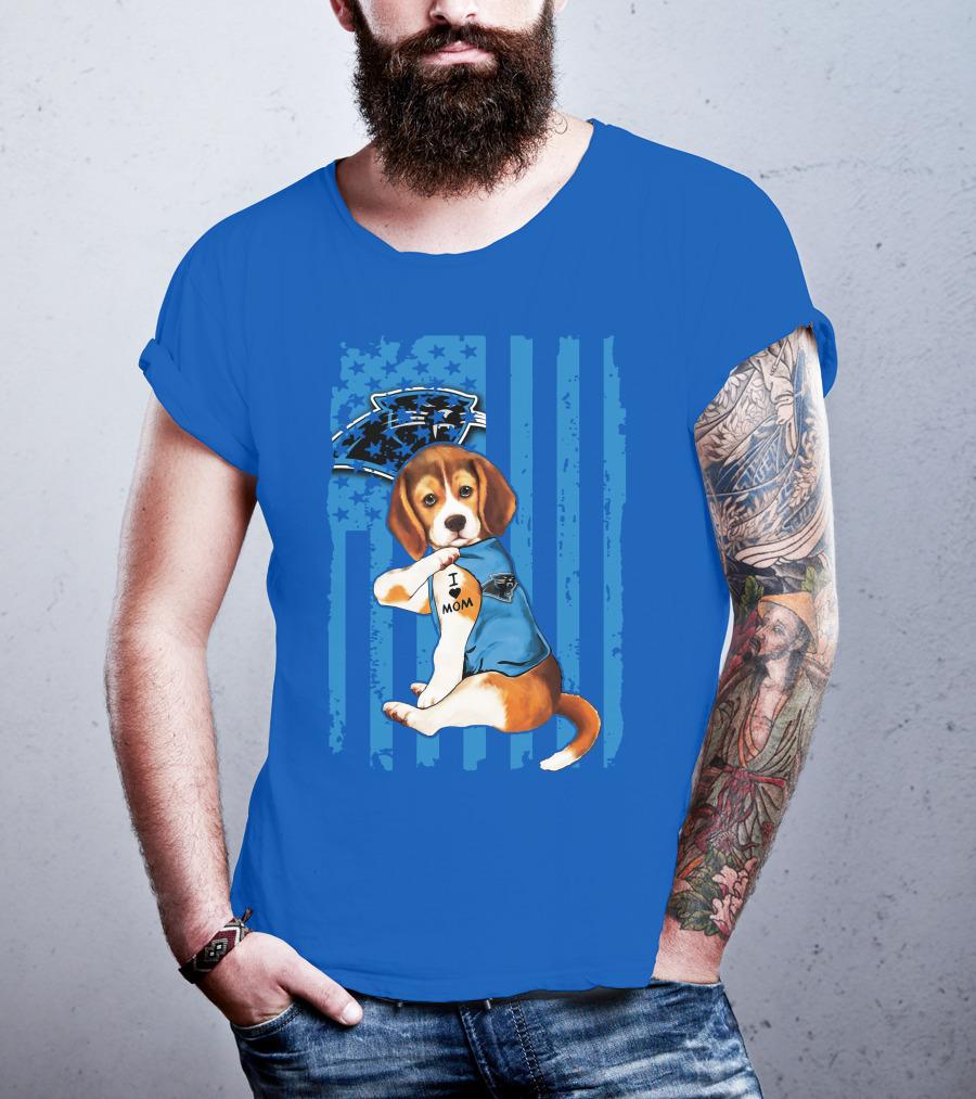 Beagle I Love Mom Carolina Panthers NFL Puppy Fan T-Shirt