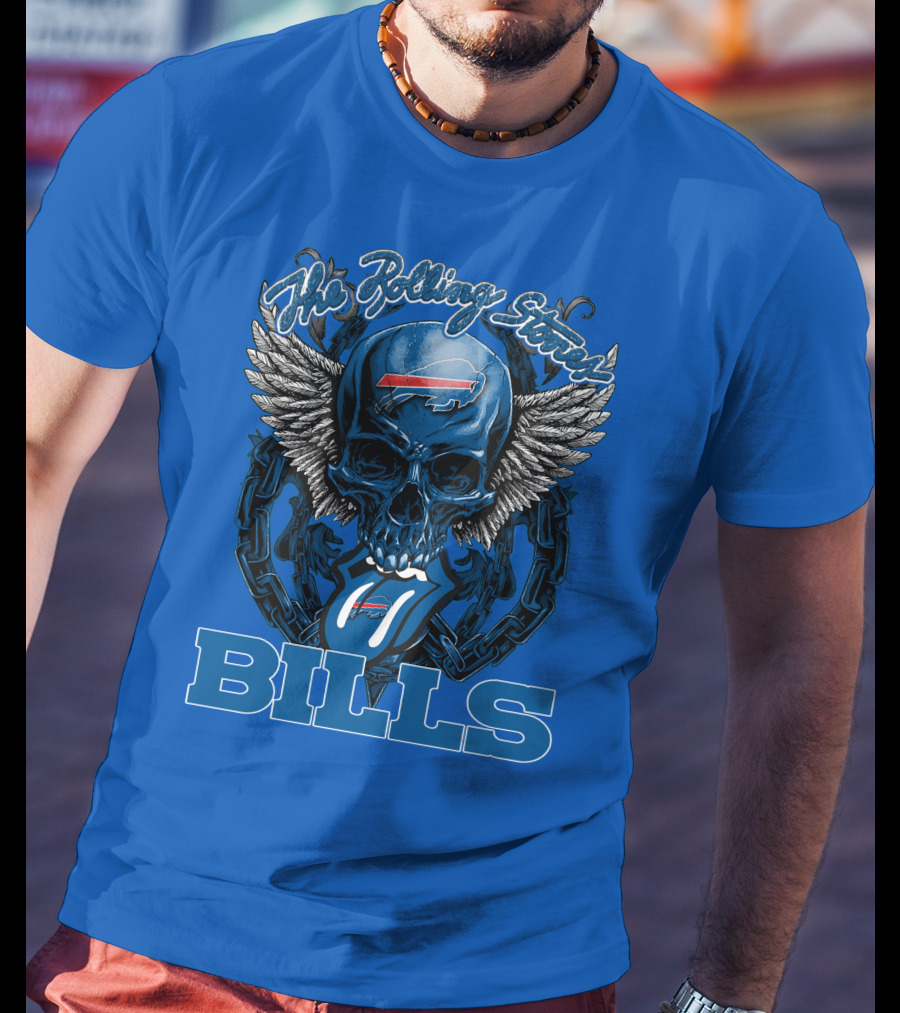 The Rolling Stones Bills Buffalo Wings And Skull Chain T-Shirt