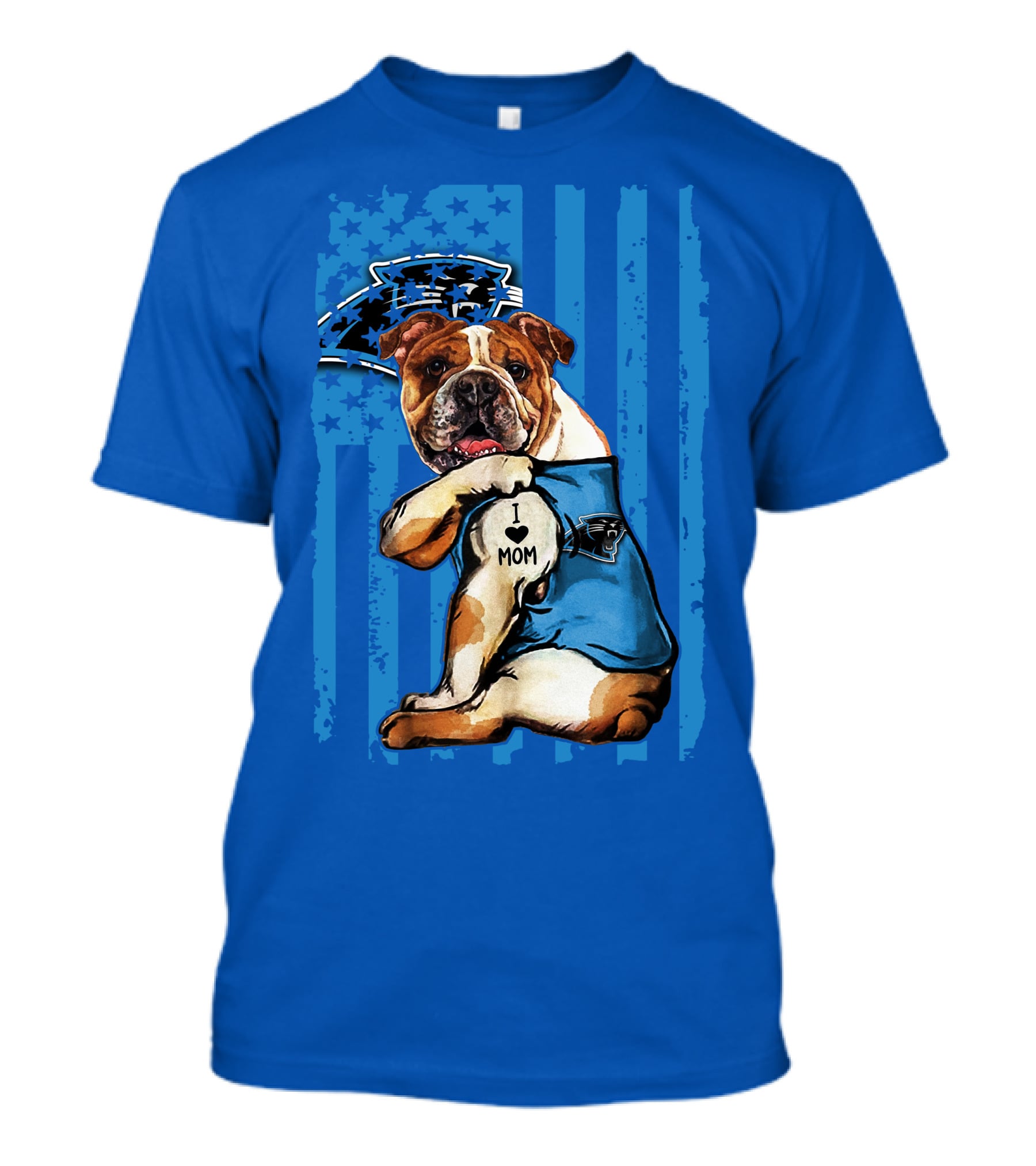 Bulldog Carolina Panthers I Love Mom T-Shirt