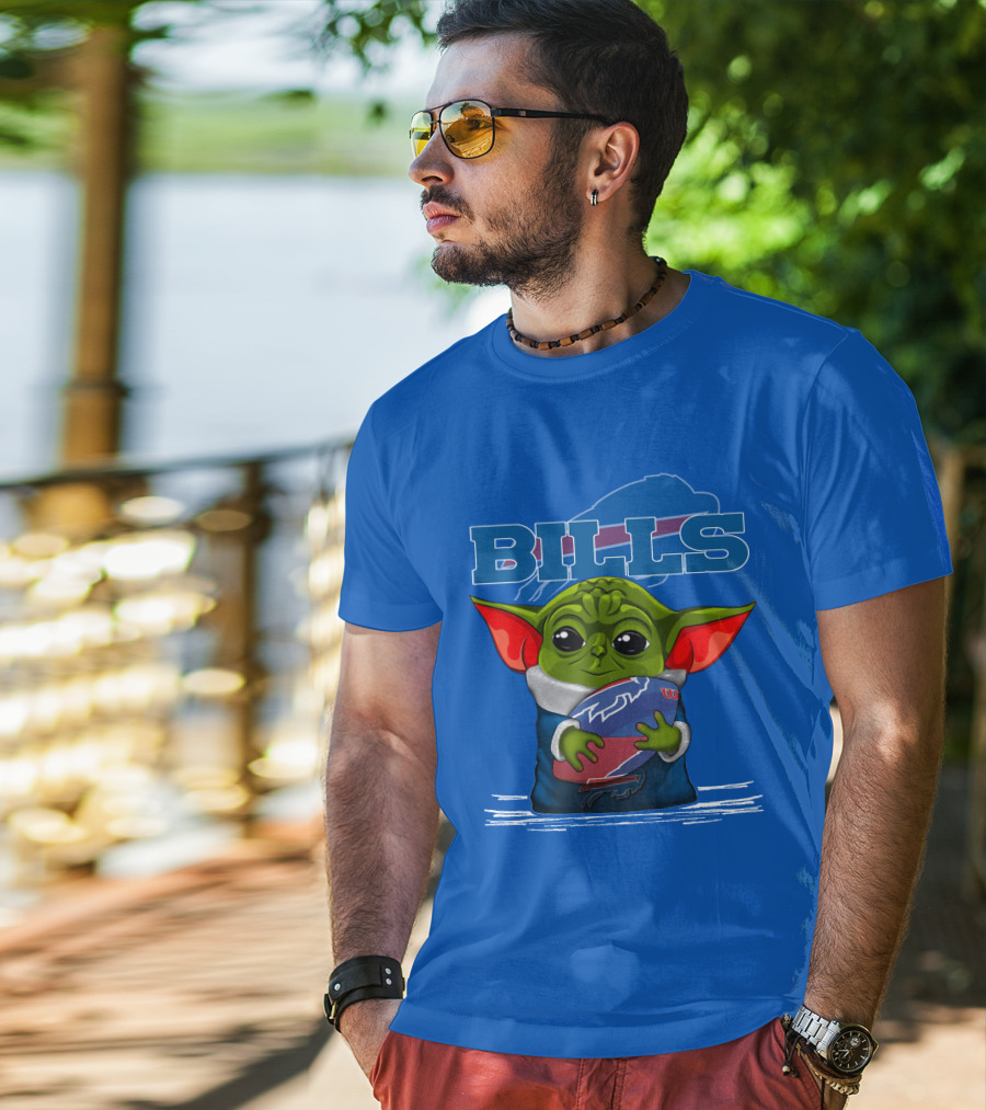 Yoda Buffalo Bills Fan Holding Football T-Shirt
