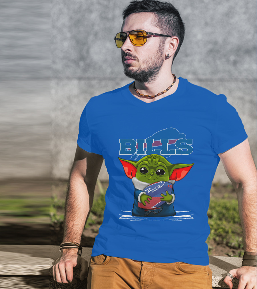 Yoda Buffalo Bills Fan Holding Football T-Shirt