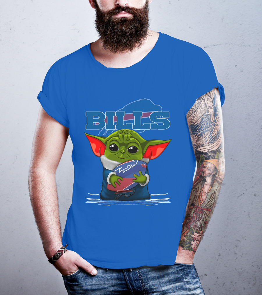 Yoda Buffalo Bills Fan Holding Football T-Shirt