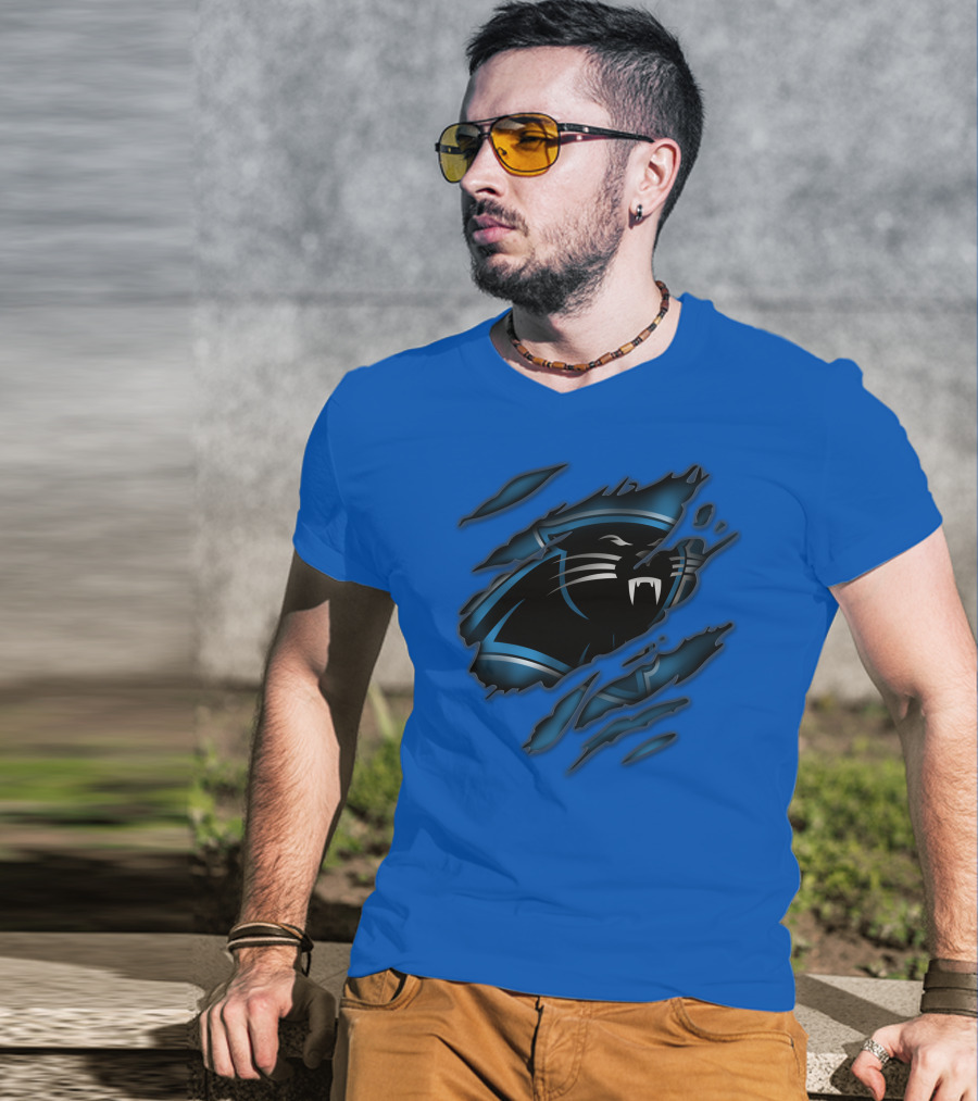 Carolina Panthers Logo Claw Marks Blue T-Shirt