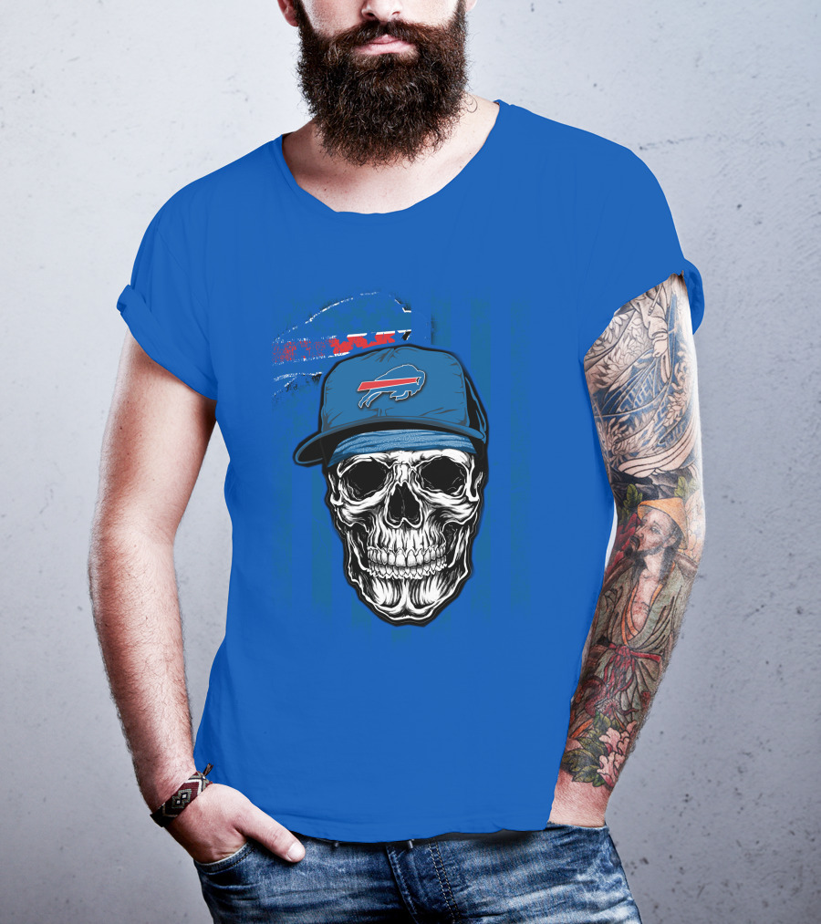 Buffalo Bills Skull With Cap T-Shirt