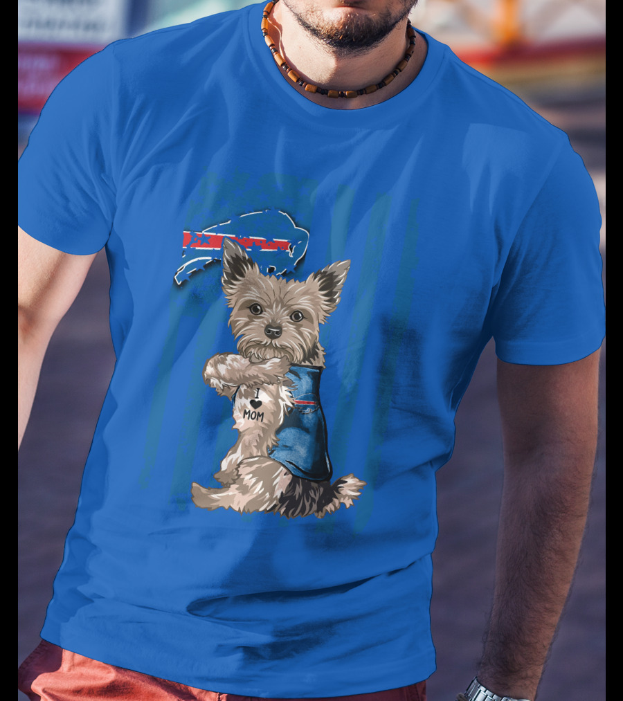 Yorkshire Terrier I Love Mom Buffalo Bills Fan T-Shirt