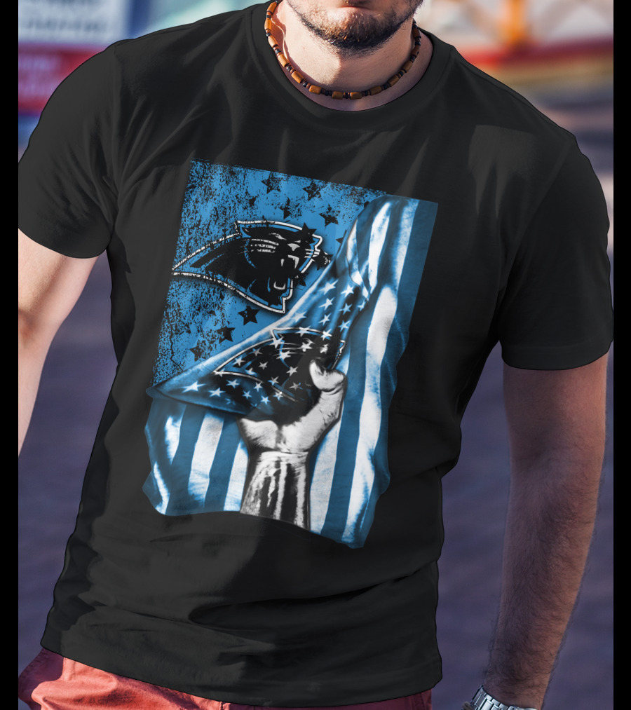 Flag V1 Carolina Panthers Stars And Stripes Fist T-Shirt