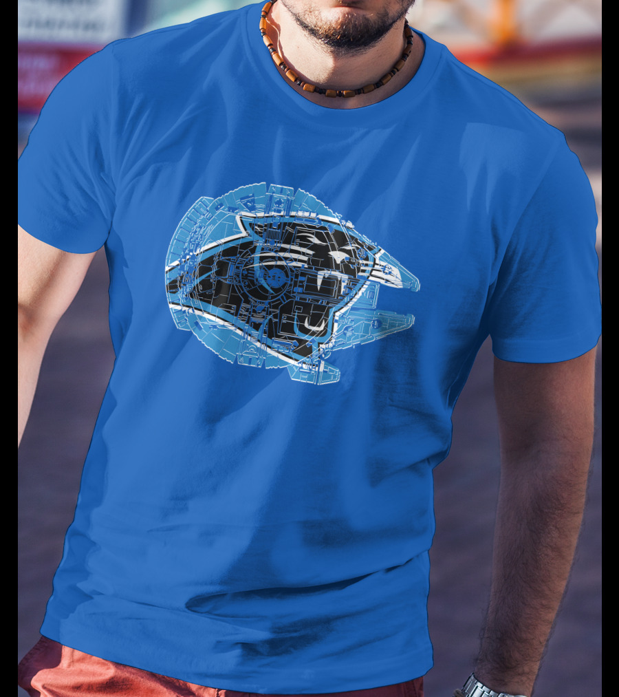 Carolina Panthers 56 Starship Blueprint Helmet T-Shirt