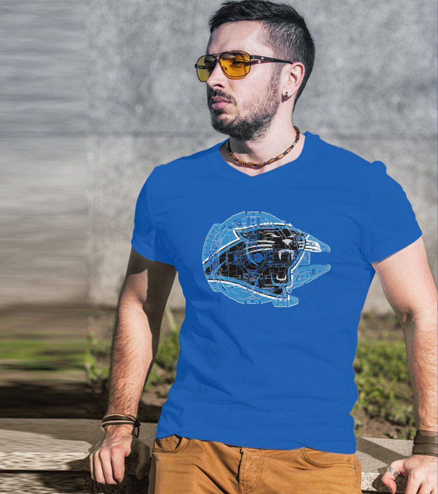 Carolina Panthers 56 Starship Blueprint Helmet T-Shirt