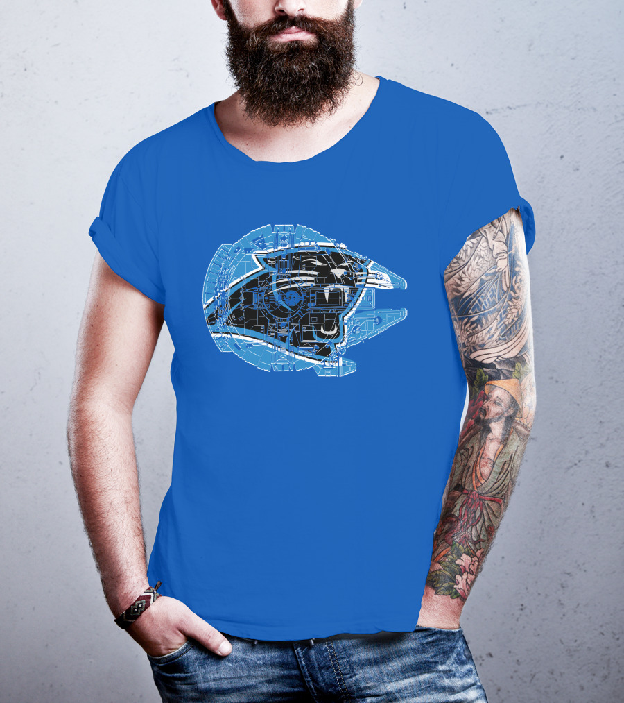 Carolina Panthers 56 Starship Blueprint Helmet T-Shirt
