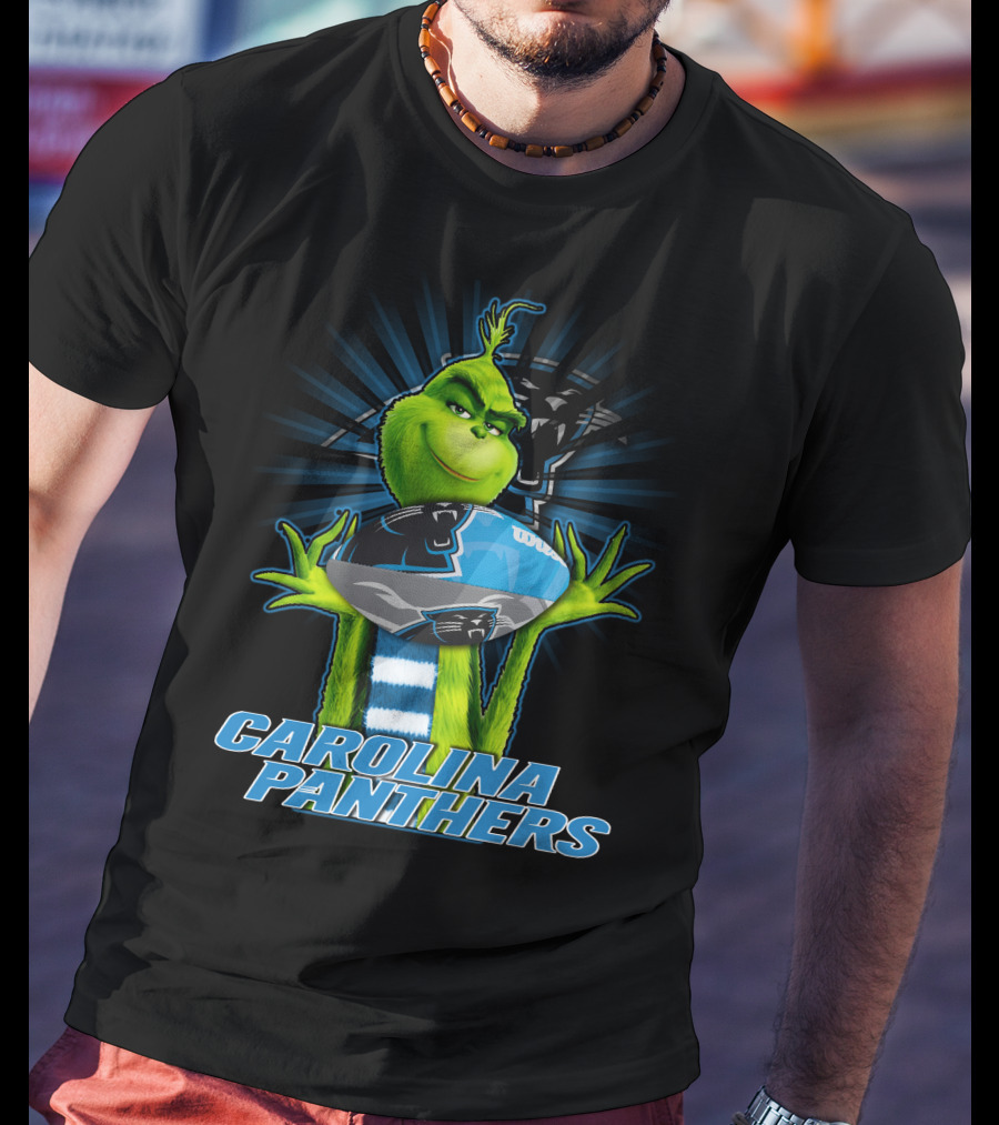 Grinch Holding Carolina Panthers Football Team T-Shirt
