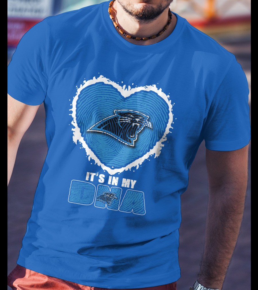 Carolina Panthers It's In My Dna Heart Fingerprint T-Shirt