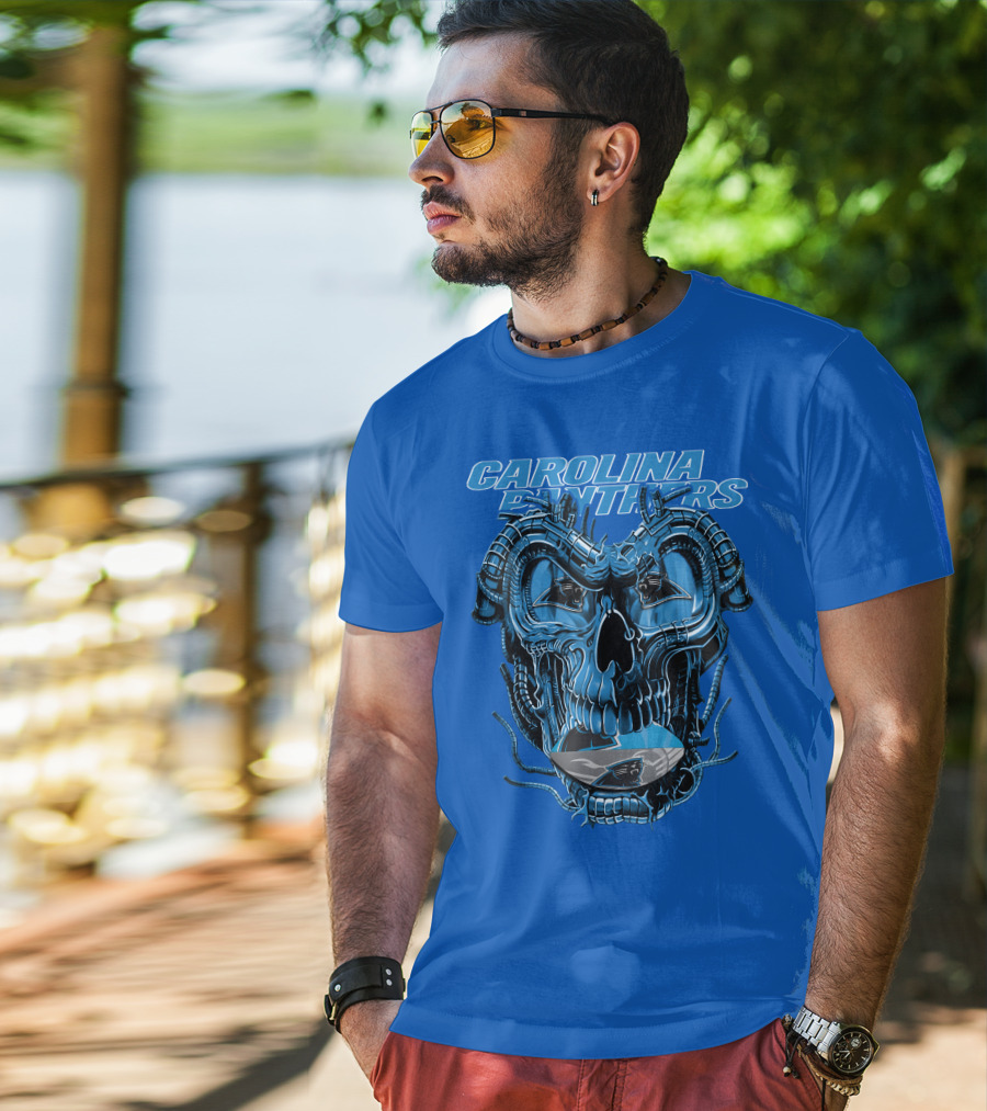 Carolina Panthers Dragonskull Helmet T-Shirt