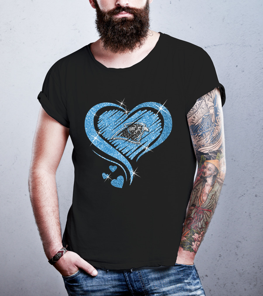 Heart Diamond Sparkle Carolina Panthers Fan Love T-Shirt