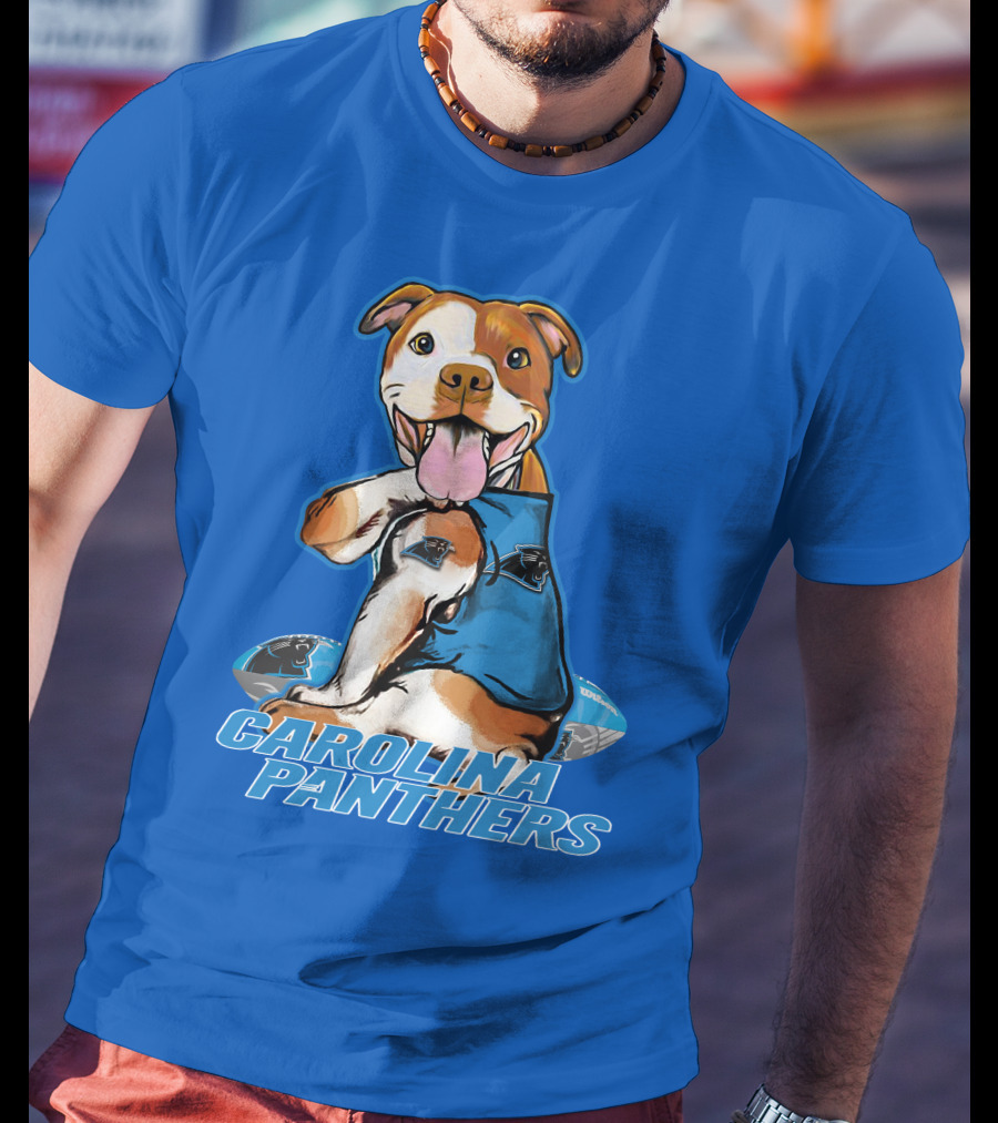 Carolina Panthers Pitbull Team Spirit With Football And Tattooed Jersey T-Shirt
