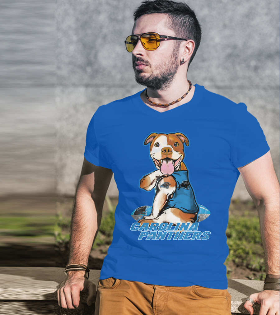 Carolina Panthers Pitbull Team Spirit With Football And Tattooed Jersey T-Shirt