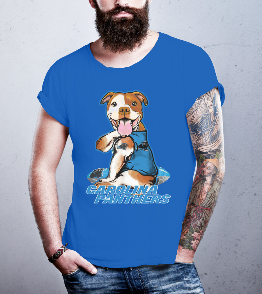 Carolina Panthers Pitbull Team Spirit With Football And Tattooed Jersey T-Shirt