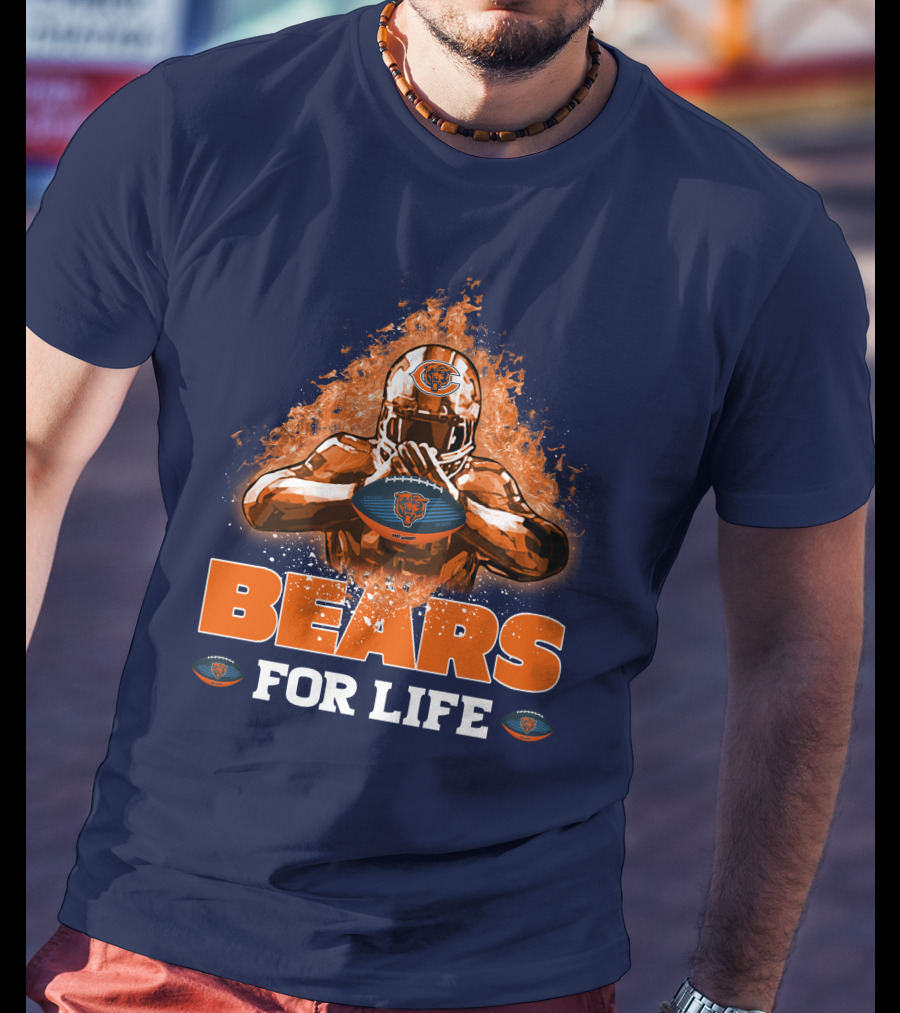 Bears For Life Chicago Bears Football Flames T-Shirt