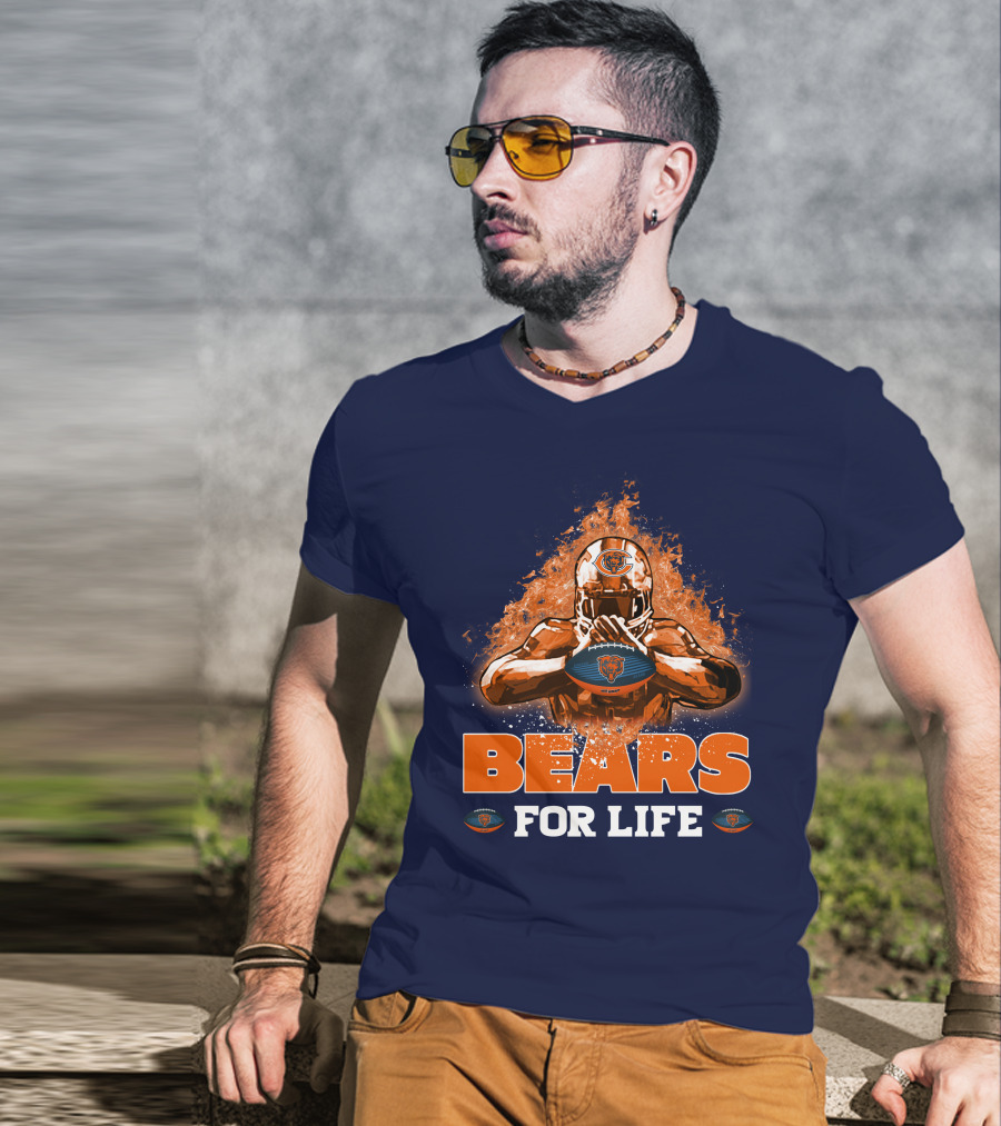 Bears For Life Chicago Bears Football Flames T-Shirt