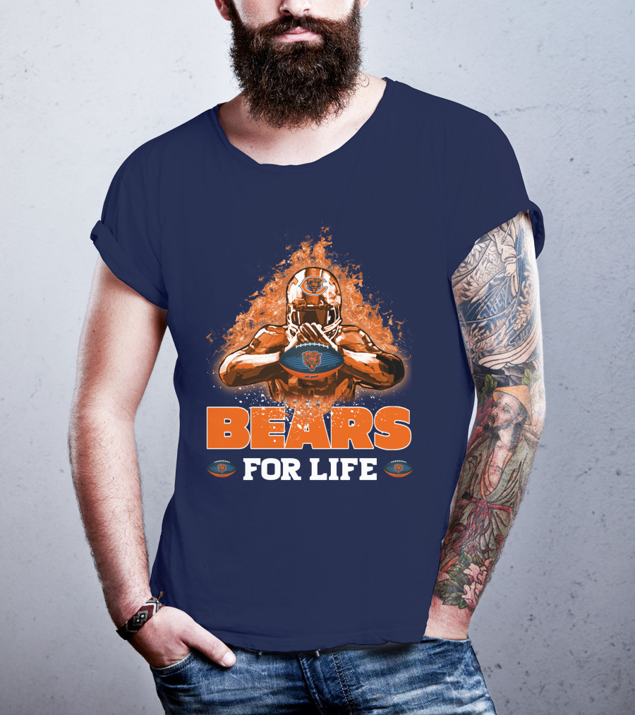 Bears For Life Chicago Bears Football Flames T-Shirt