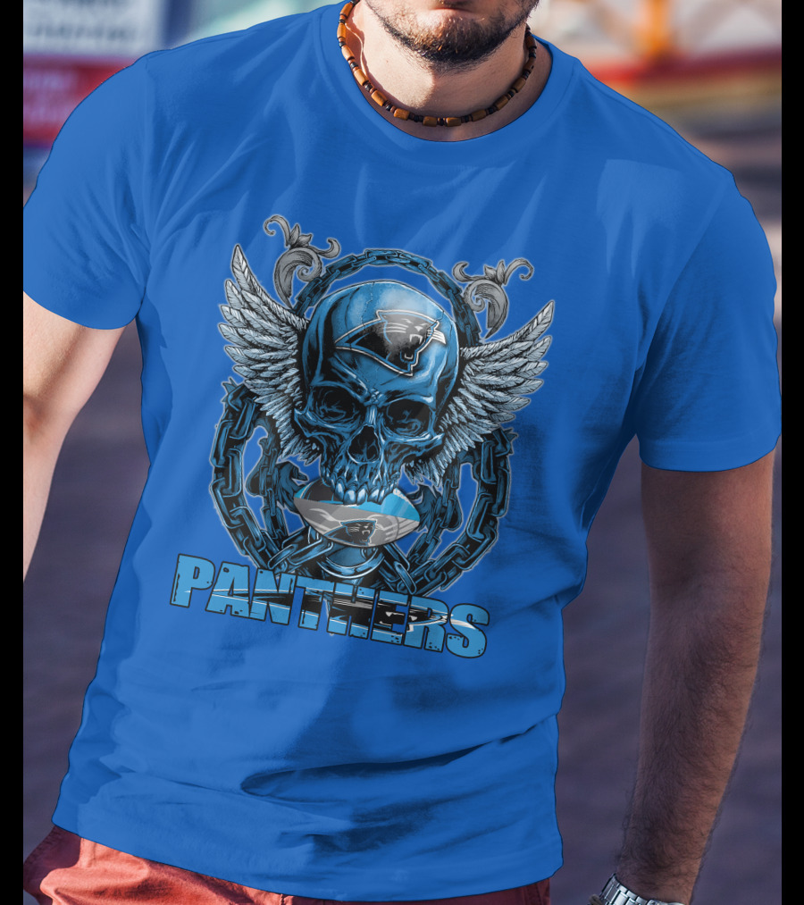 Skullfb PANTHERS Carolina Logo Wings Chains T-Shirt